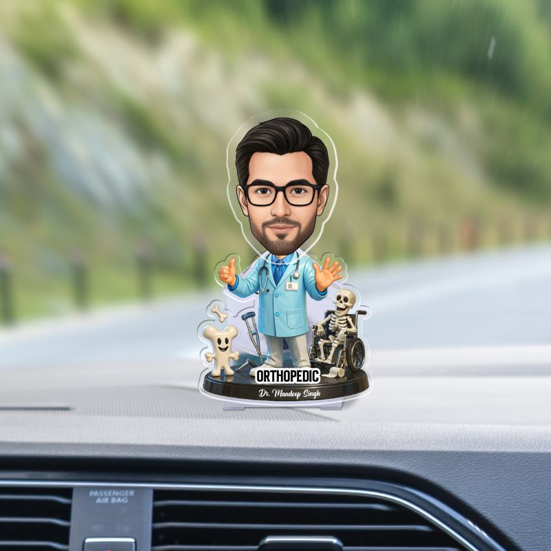 Personalized Orthopedic Doctor Bobblehead Caricature Standee | Gift for Doctors, Medical Students & Orthopedic Surgeons Creative Clinic & Hospital Desk Decor Battery Powered Moving Head